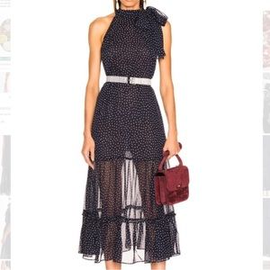 Rixo London tie neck polka dot dress